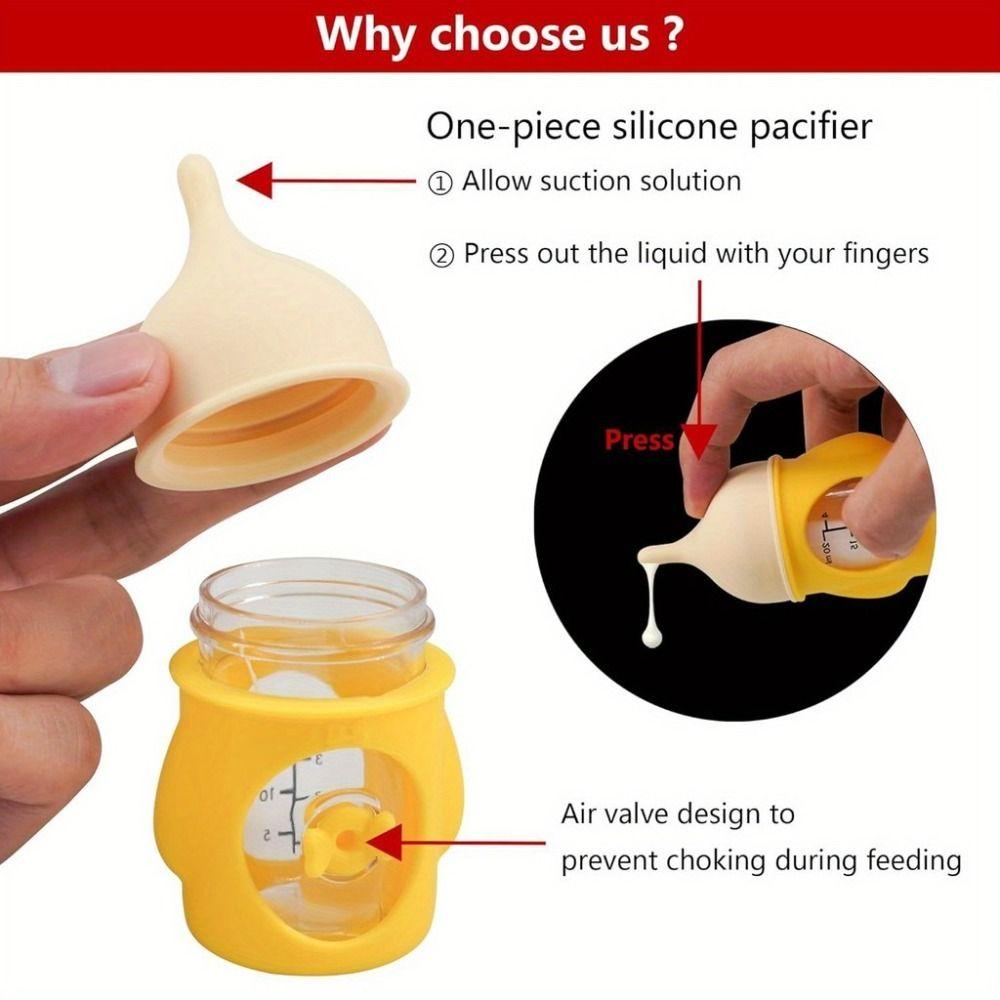 80ML Kitten Nipple Bottle Anti Choking Bite Resistance Puppy Milk Feeder Silicone with Scale Puppy Nursing Feeder for Feeding