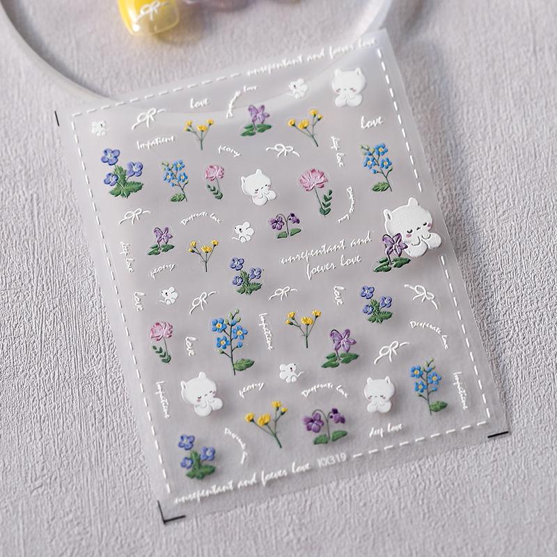 

TENSOR Korean Style Spring Flower Self-Adhesive Matte Nail Art Stickers KX-319 Series