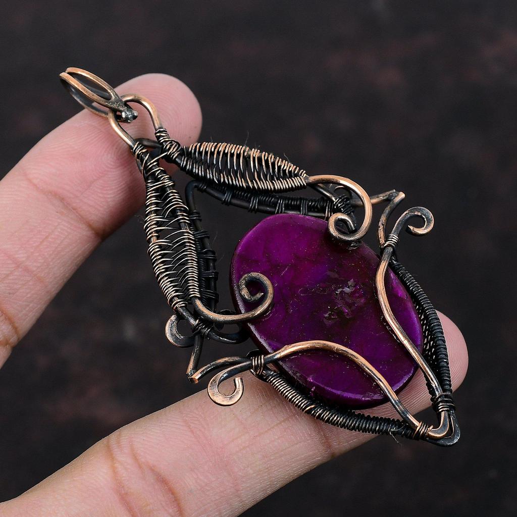 Pendentif Labradorite Feu Violette Pendentif Enveloppé de Fil de Cuivre Pendentif Fait Main Bijou Unique en Cuivre Pendentif Pierre Gemme de Qualité Supérieure Cadeau pour Maman