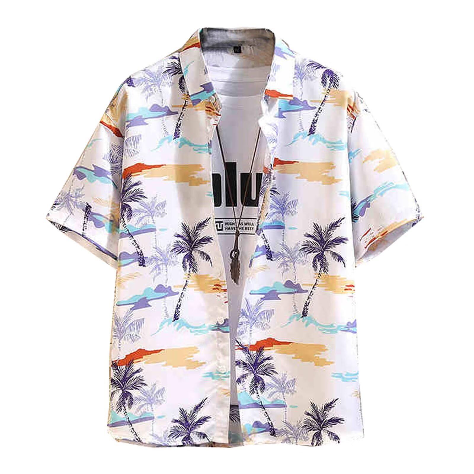 

Tenflow Aloha Plus Casual Cool Short Sleeve Loose Stylish for Summer Men s Shirt, Size, Shirt, Blouse, Fit, (5XL, Blue)