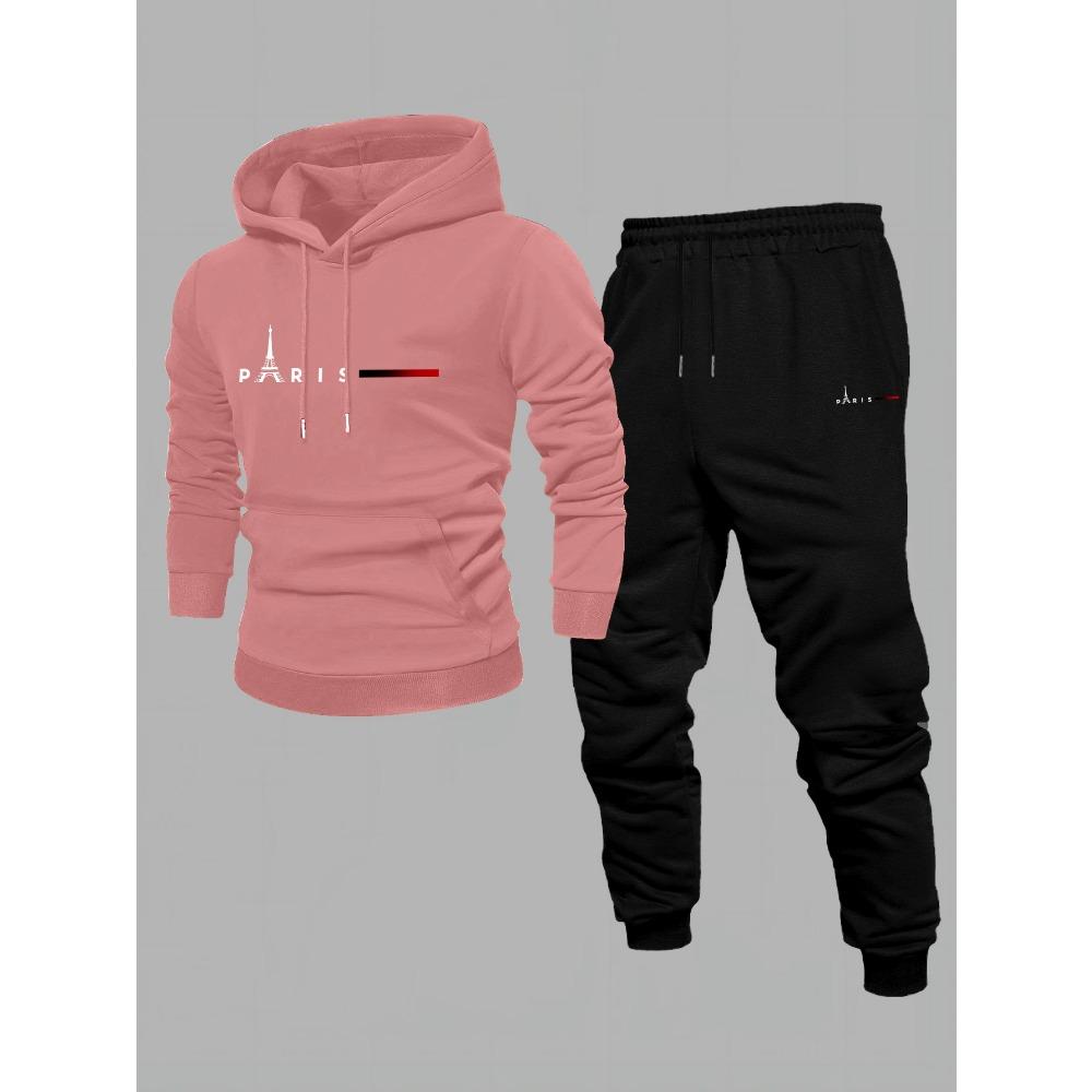 Men's New Sports and Leisure Fashion Printed Hooded Sweatshirt Spring and Autumn Sports Set 2 Piece Set, Unique and Irreplaceable Style