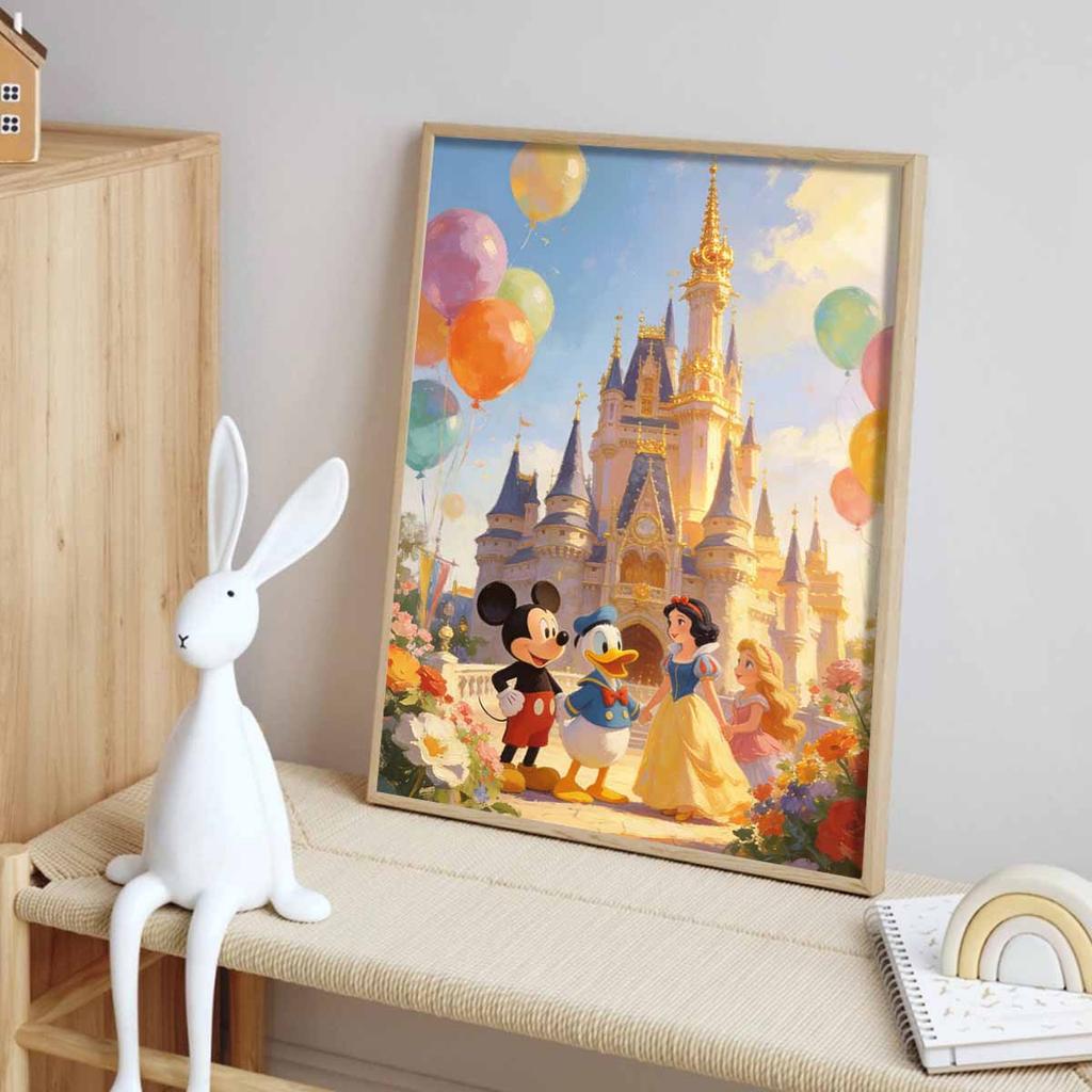 Disney oil painting handmade painting art kit mosaic diy home decoration gift. Mickey Donald Duck Snow White castle balloons art