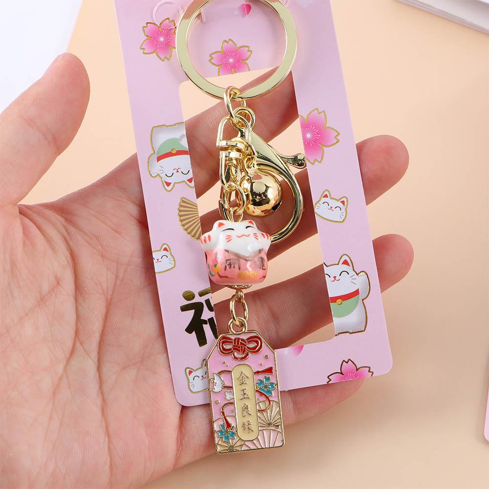 Metal Backpack Pendant Cartoon Gift Key Buckle Car Keyring Key Lanyard Amulet Lucky Cat Keychain