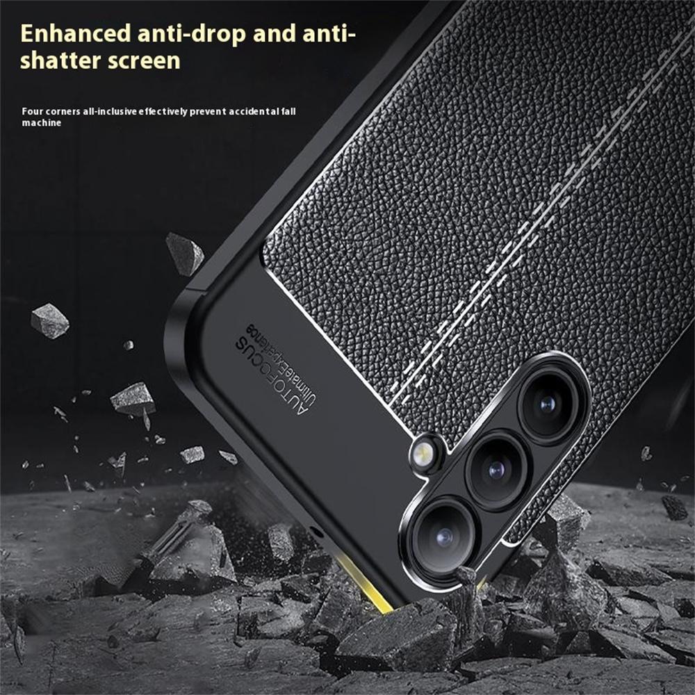 For Samsung Galaxy A16 5G/4G Case Litchi Texture TPU Flexible Phone Cover,Black