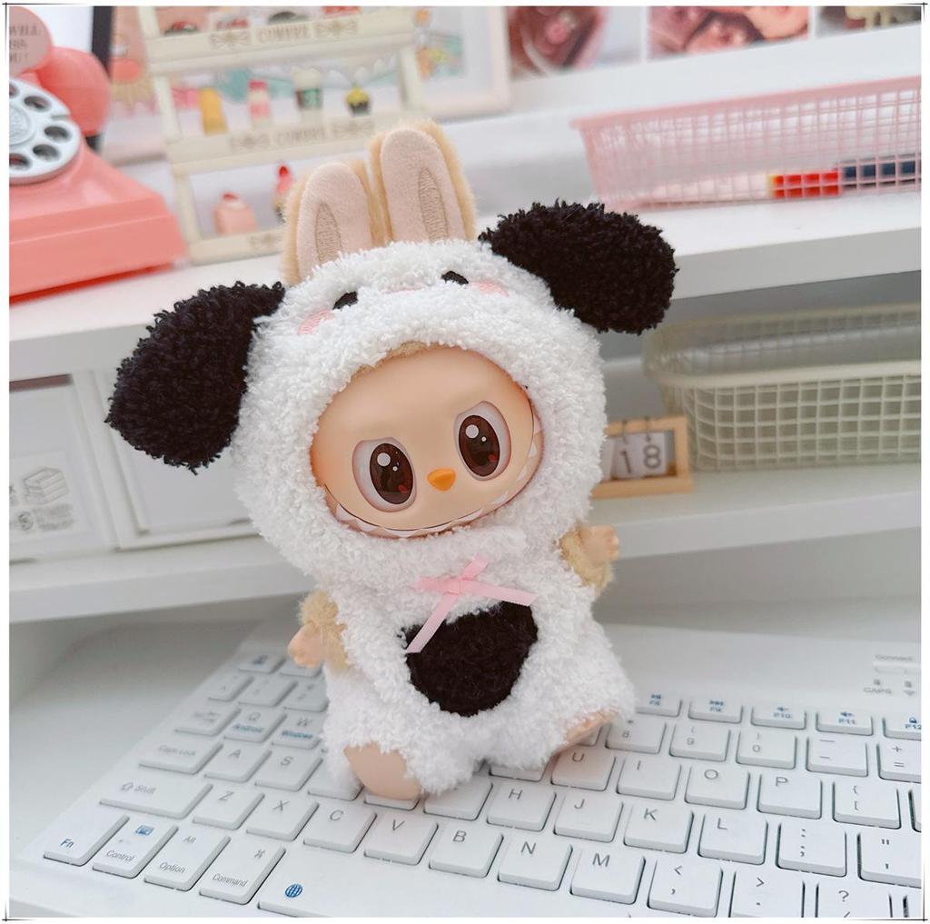 First, Second, and Third Generation Labubu Doll Clothes: 17cm Plush Onesie for 10cm Labubu Dolls, Cute Cartoon Design