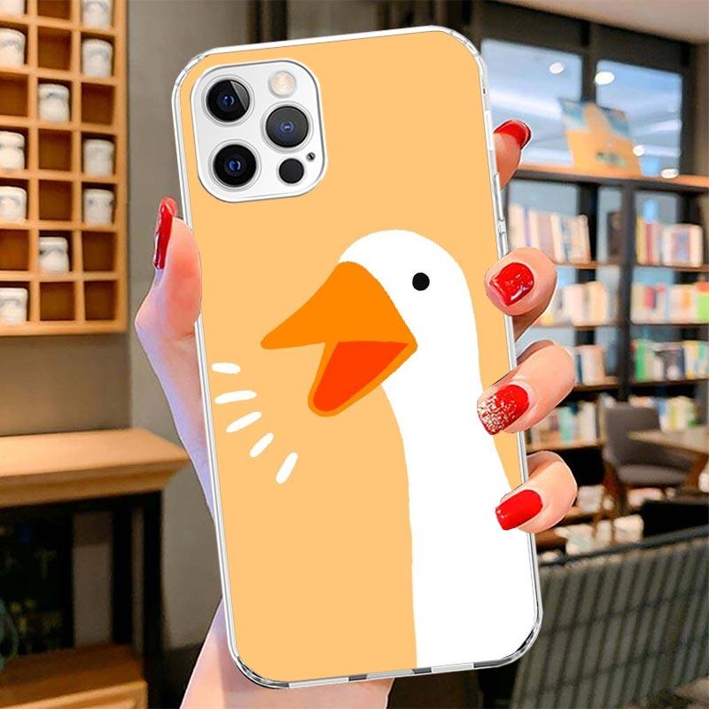 Cartoon Cute Goose Game Cover Phone Case For iPhone 16 17 Air 15 14 Pro Max 16E Phone Case 13 Mini 12 11 7 SE 8 Print Pattern Fi