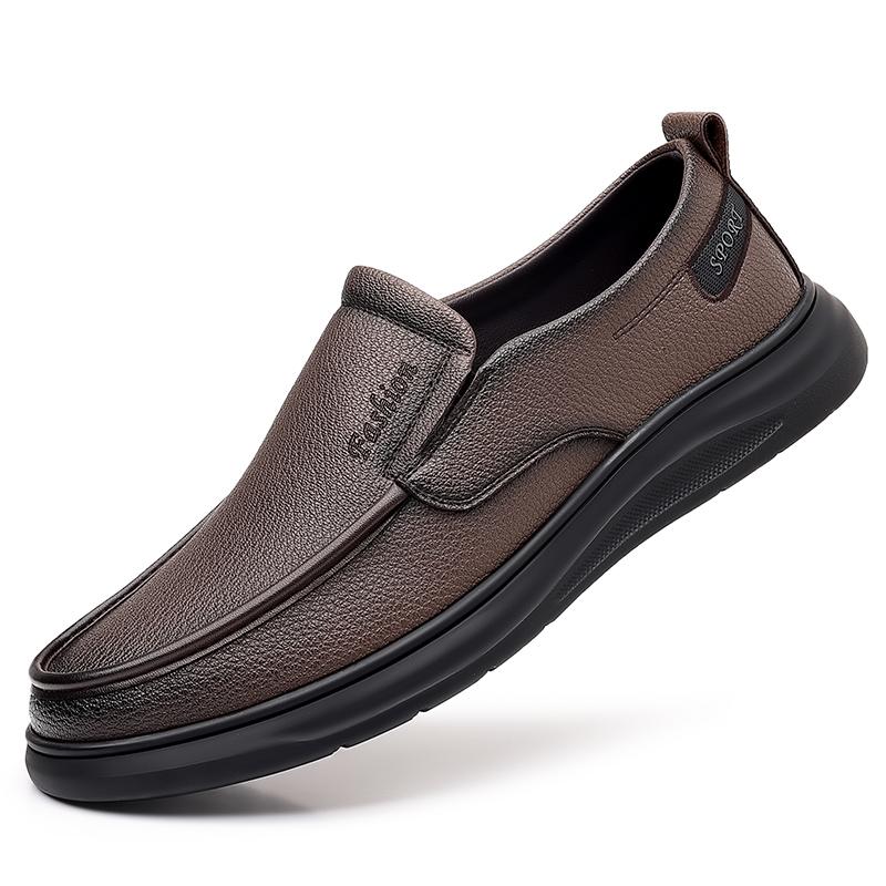 Fashion Men's Classic Loafers Brown Cowhide Business Leather Shoes Footwear Office Man Walking Shoes Wedding Party Dress Shoes Moccasins