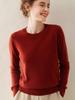 Women's Round Neck Cashmere Sweater - Soft, Fluffy Knit for Autumn Winter Layering