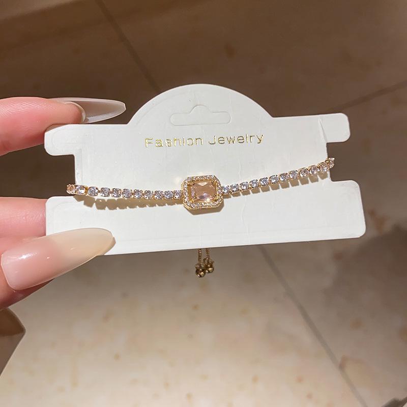 Корейский квадратный выдвижной браслет с цирконами: Элегантный, Минималистичный и Роскошный Модный Браслет