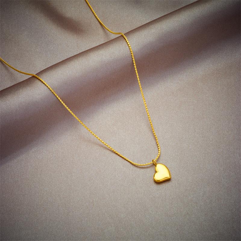 XIYANIKE 316L Stainless Steel Gold Color Love Heart Necklaces For Women Chokers 2021Trend Fashion Festival Party Gift Jewelry
