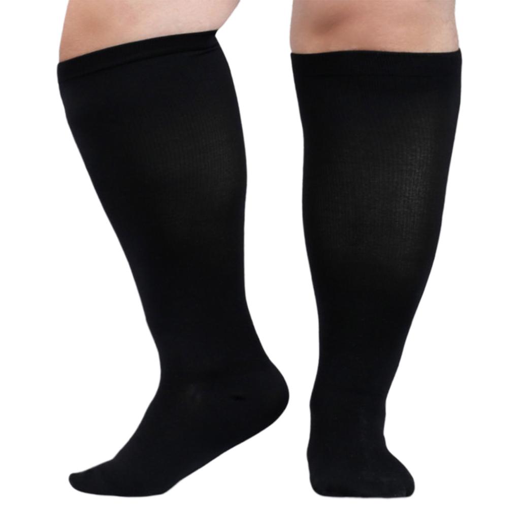 1 Pair Large Size Compression Socks for Women and Men Wide Calf Extra-Large Knee High Support Stockings for Circulation