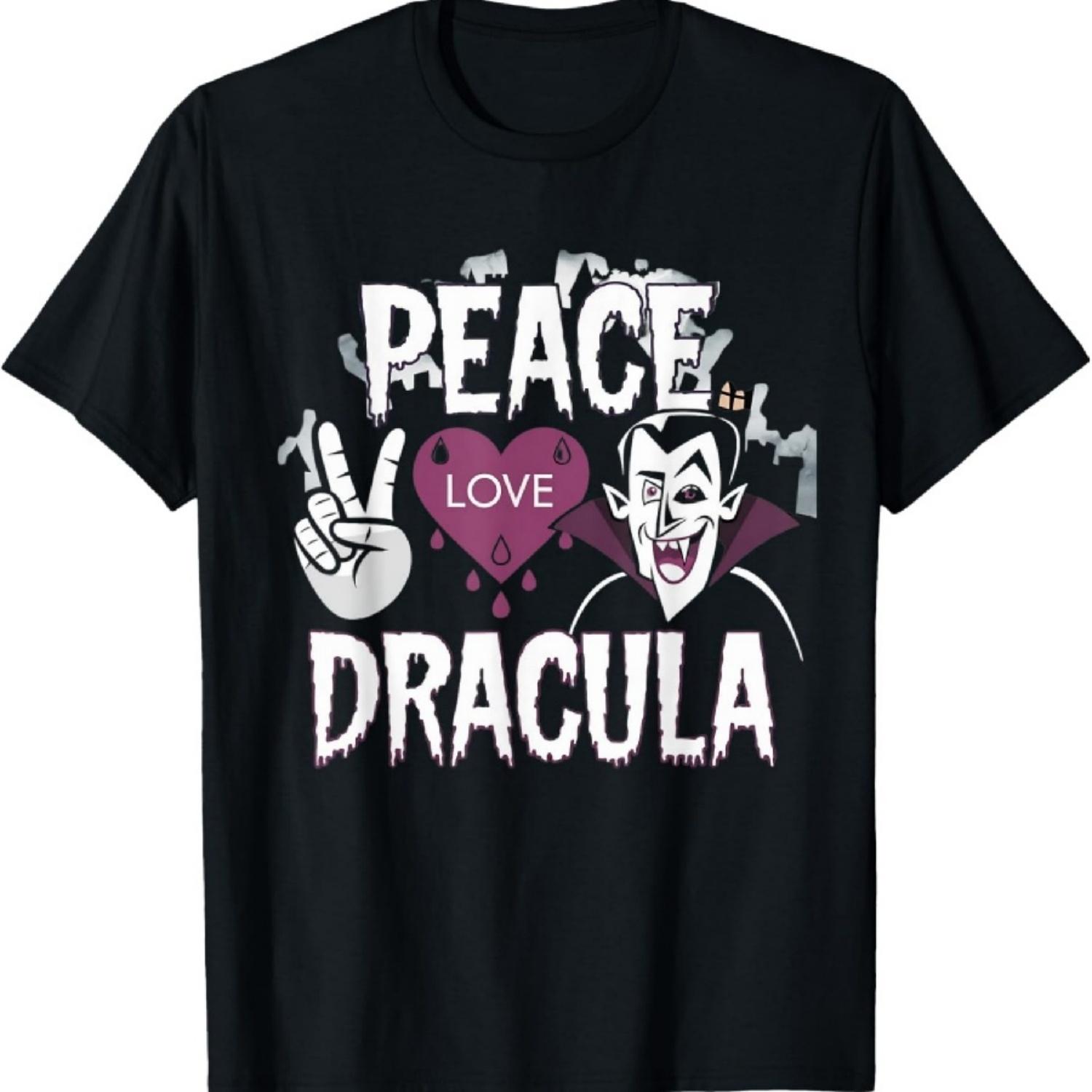 Peace Love Dracula A Playful Twist on Gothic Horror Funny T-Shirt S