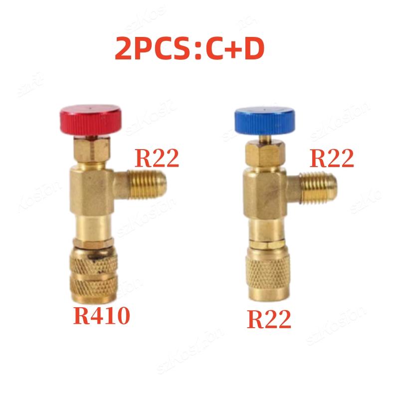 Refrigeration Charging Air Conditioning Adapter For R410A R22 1/4" Liquid Safety Valve Hose R22 Copper Adapter Hand Tool