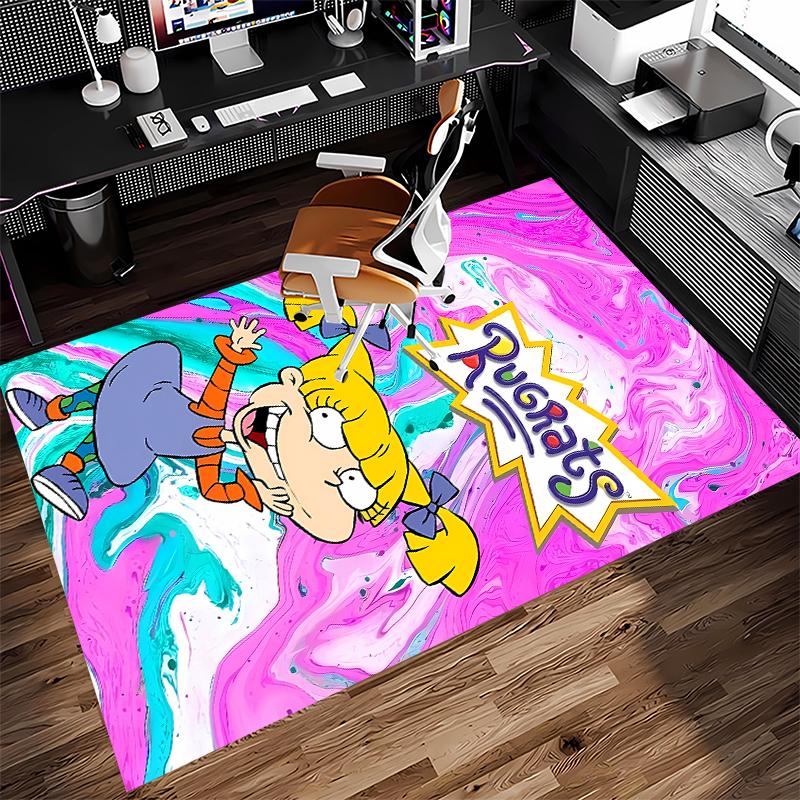 1pc Rugrats Print Area Rug - Soft,Washable Non-Slip Indoor Mat for Office Chairs,Living Room,Home Office Decorative Rug