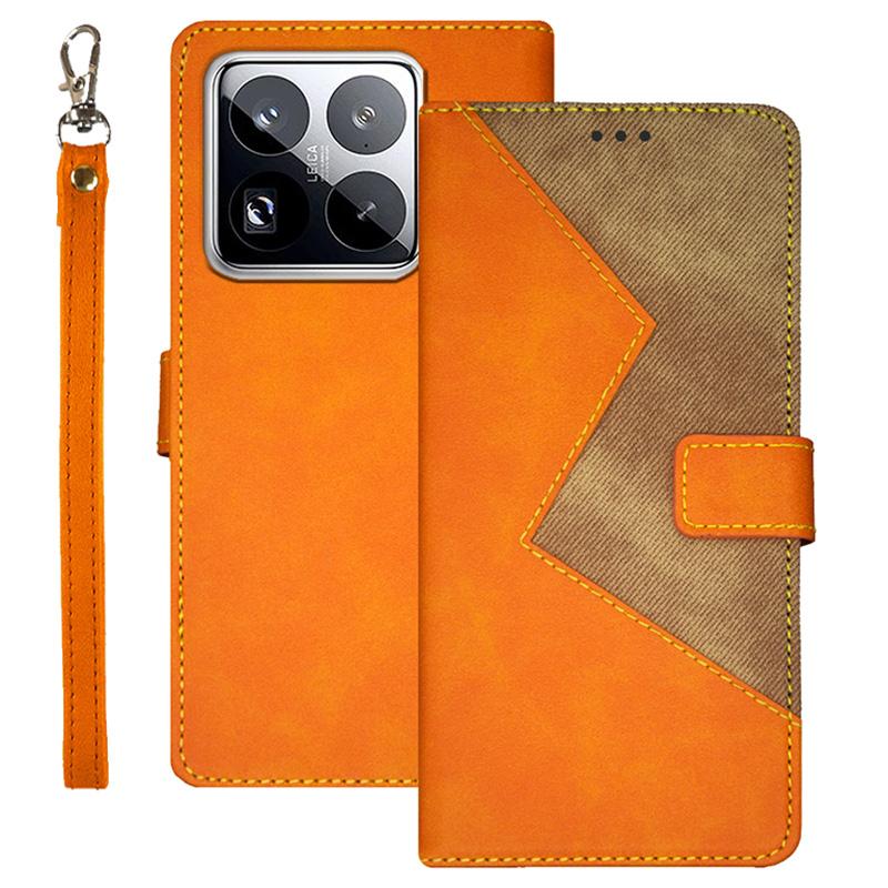 

IDEWEI For Xiaomi 15 Pro Case Card Slots Splicing Color Leather Phone Cover Yellow