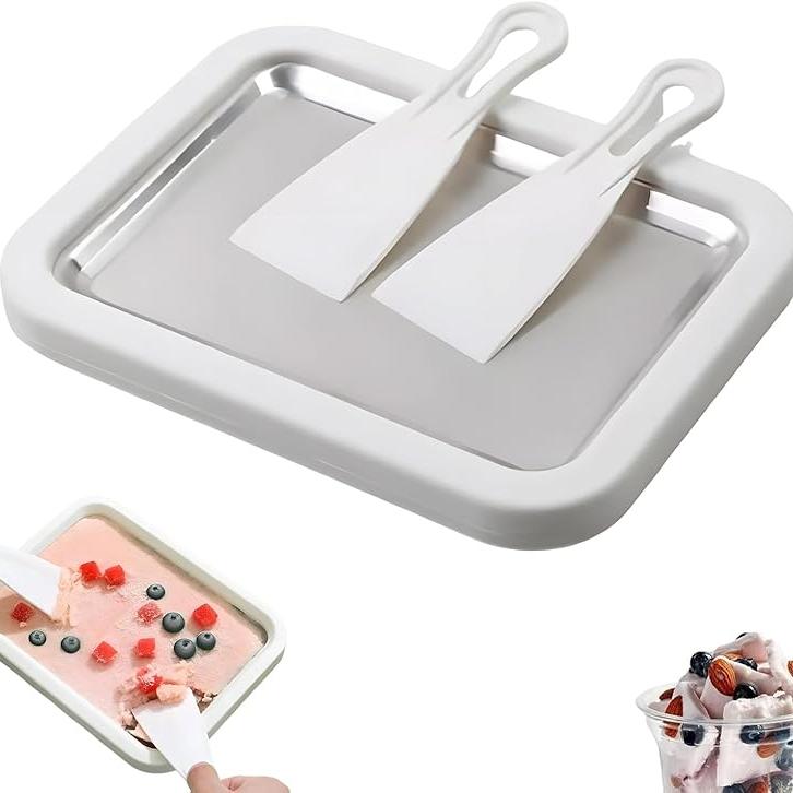 Rolled Ice Cream Maker Kit, 2026 New At-Home Rolled Ice Cream Maker Kit Instant Freeze Plate with 2 Scrapers Stainless Steel Frozen Dessert Maker