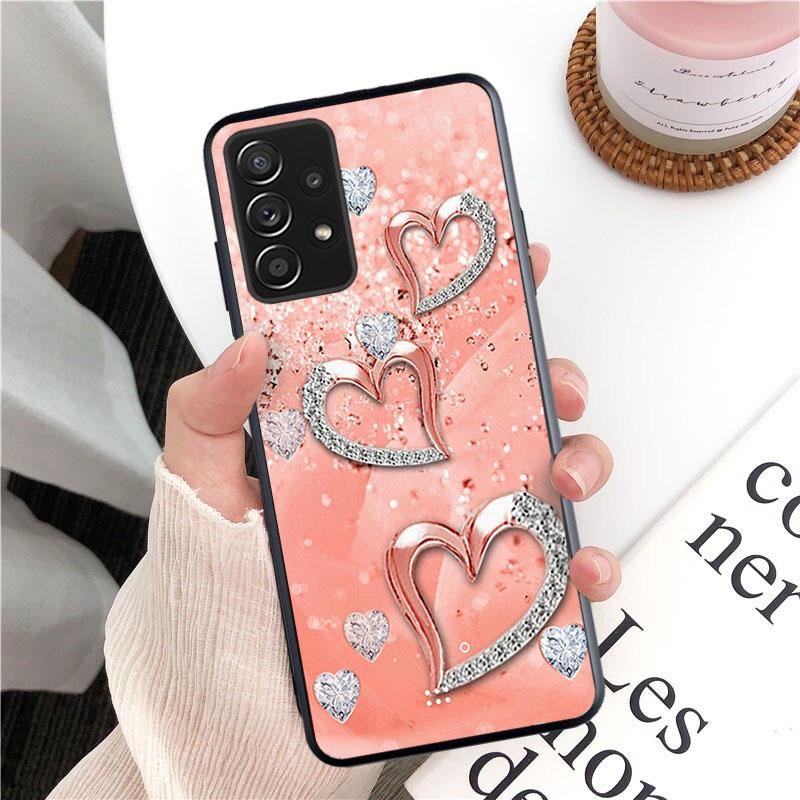 Neue Luxus Rose Gold Diamant Herz Telefon Fall Für Samsung Galaxy A13 A03 A12 A32 A71 A11 A21S A02 A52 A72 a51 A50 A70 A31 M31