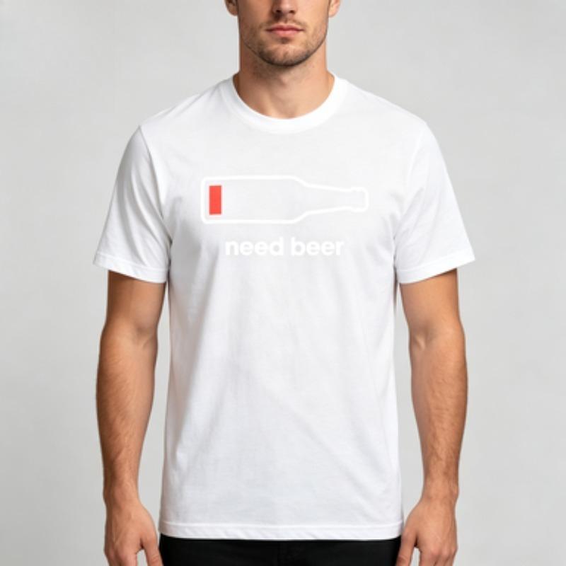 Unisex 100 Cotton O Neck T Shirt Need Beer Minimal Beer Bottle Outline Graphic Beer Lover Casual Male Short Sleeve Tee Tops