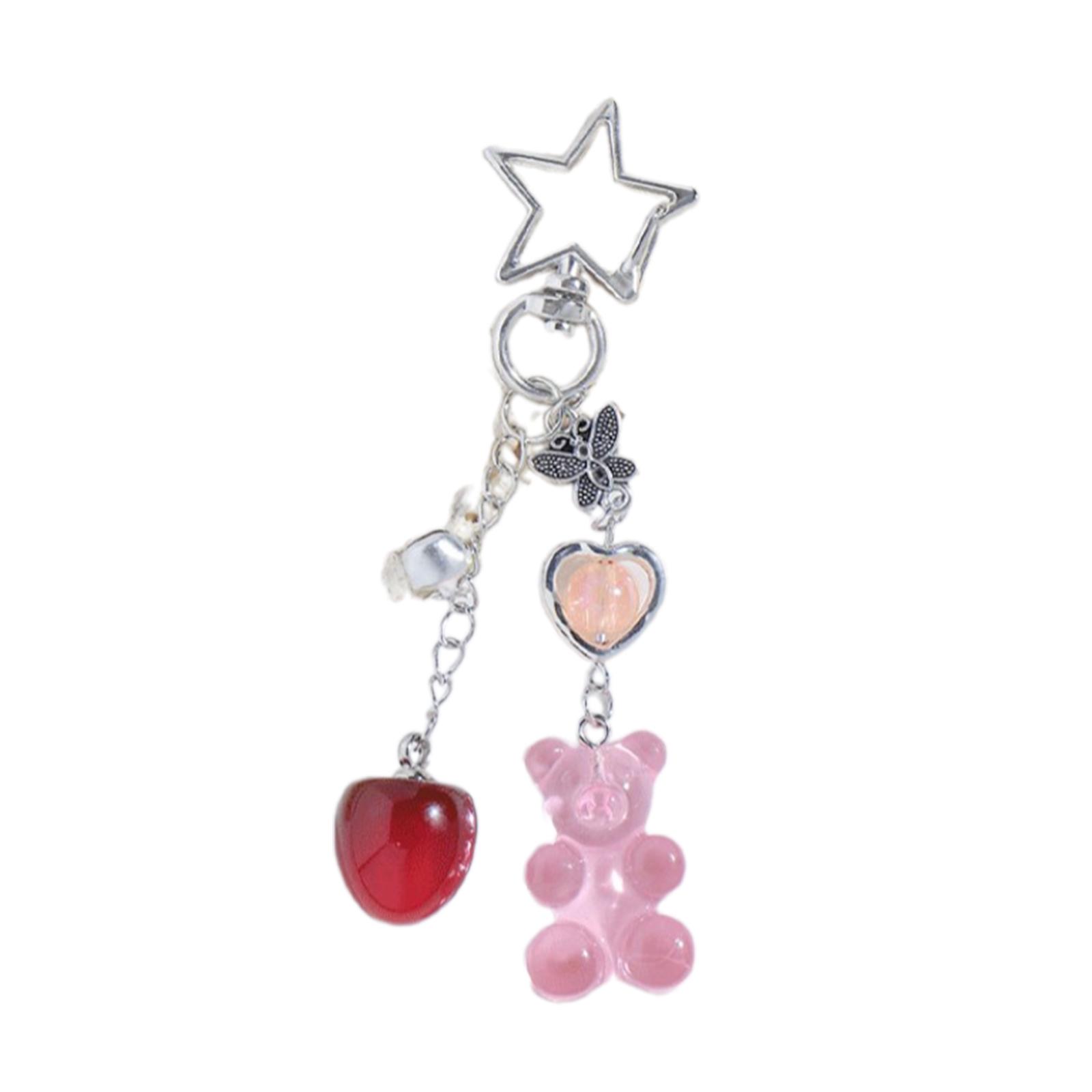 

Bear Bowknot Star Keychain Lovely Decorations Keyring Ornament Backpack Handbag Charm Pendant Gift for Girls Women 1