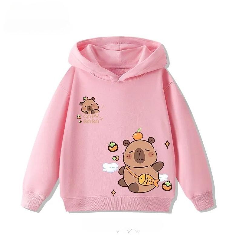 Children's Cartoon Adorable Capibara Autumn Fashion Boys Girls Loose Outdoor Street Kids Hoodies