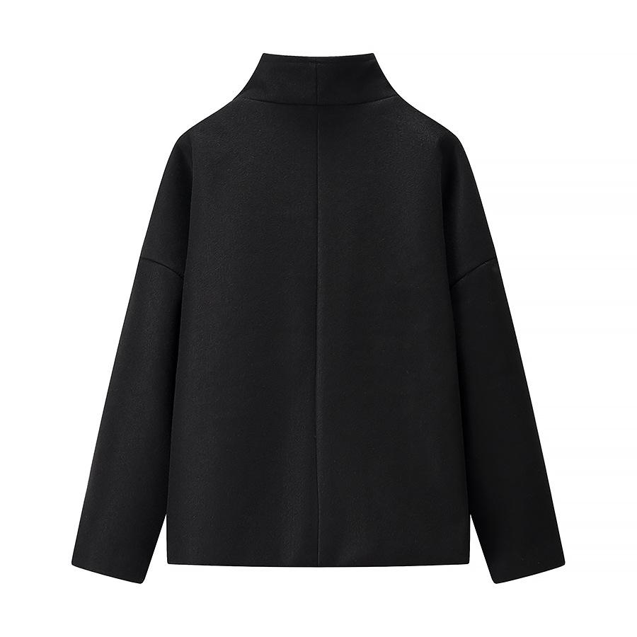 European & American Women's Fashion: Casual Lapel Pearl Leather Wool Short Jacket