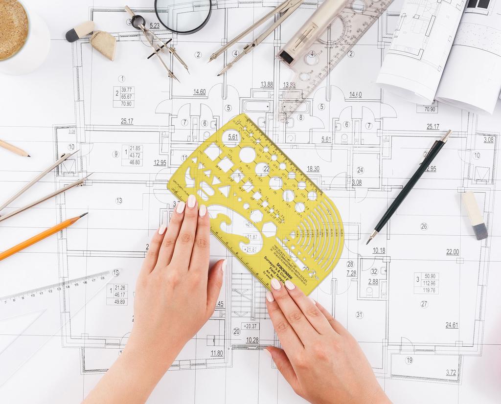Traceease Pack of 9 Pieces, Multi-Shapes Geometry & Arrow Designing Templates- Chart Drafting