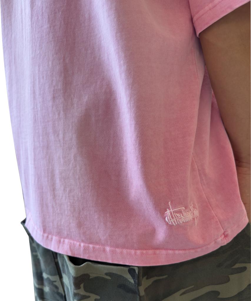 ATTENTIONROW Edition 8. Smoke Washed Oversized Pigment Short Sleeve T-Shirt (Pink)