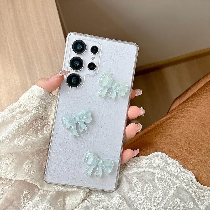 Korean Ins Style Bow for Samsung S25ULTRA Phone Case for S24plus Transparent S23FE Minimalist S22