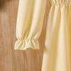 Girls' Yellow Dress: Fall Children's Square-Neck Elastic Waist Princess-Style Elegant Dress