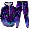 2025 New Autumn and Winter Animal Tiger European and American Men's and Women's 3D Pullover Hooded Sweater Two-piece Set Trendy, Factory Direct Sales
