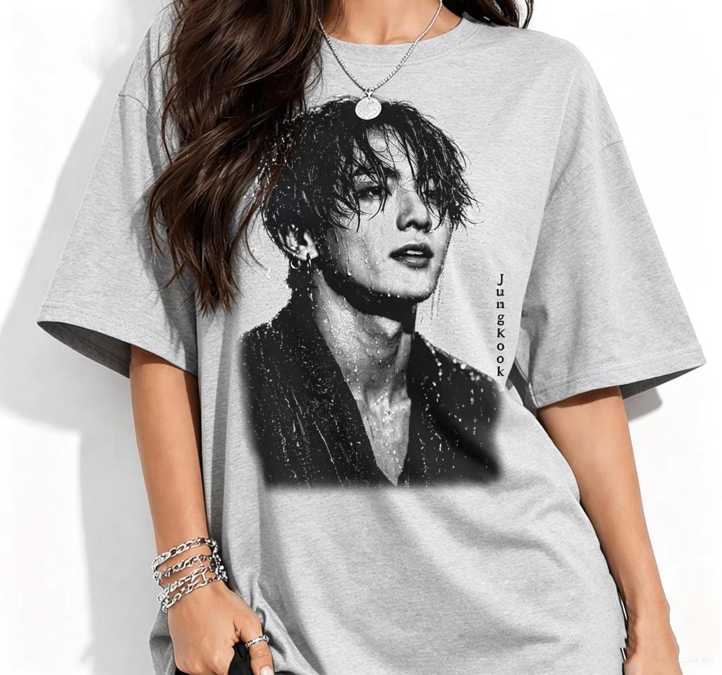 Jungkook T-shirt Koreansk BTS Pop Idol Jungkook Musikfläkt Present 2026 Sommar Unisex Mode Bomull Y2K Lös För Kvinnor Och Män Bekväm T-shirt