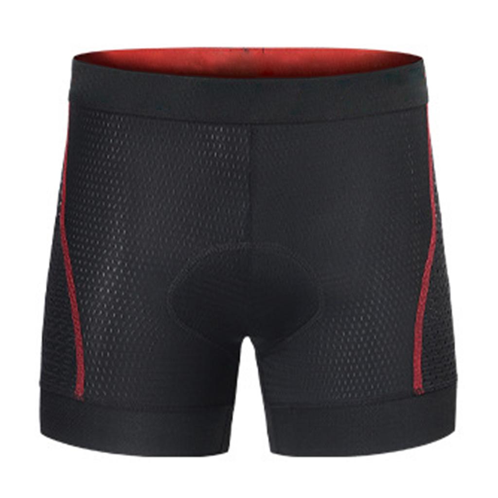 Gepolsterte Fahrradshorts für Herren Hohe Elastizität Schnelltrocknend Atmungsaktiv Silikonpolster Radhosen Schwarz mit Roter Linie Asien