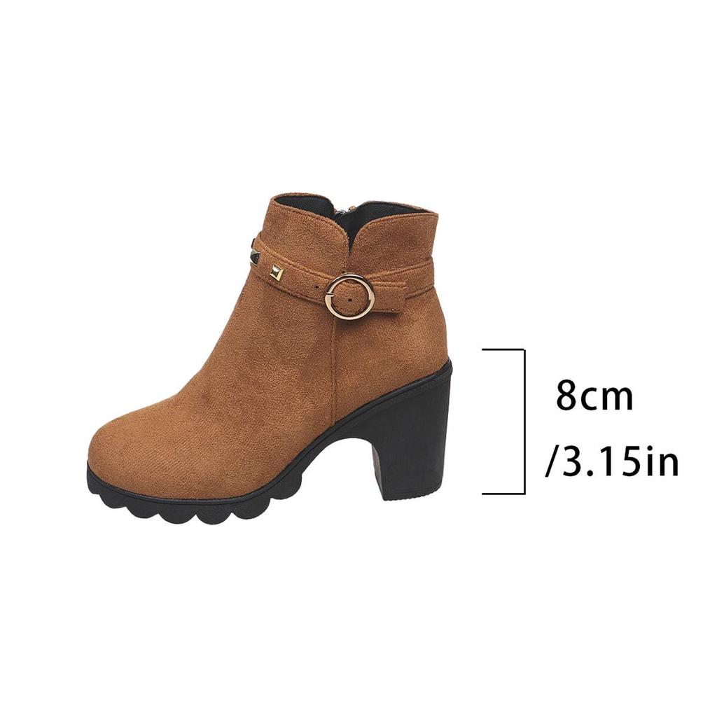 Plus Size Rivet Retro Martin Boots - Women's Autumn/Winter 2025 Chunky Heel Short Tube British Style.