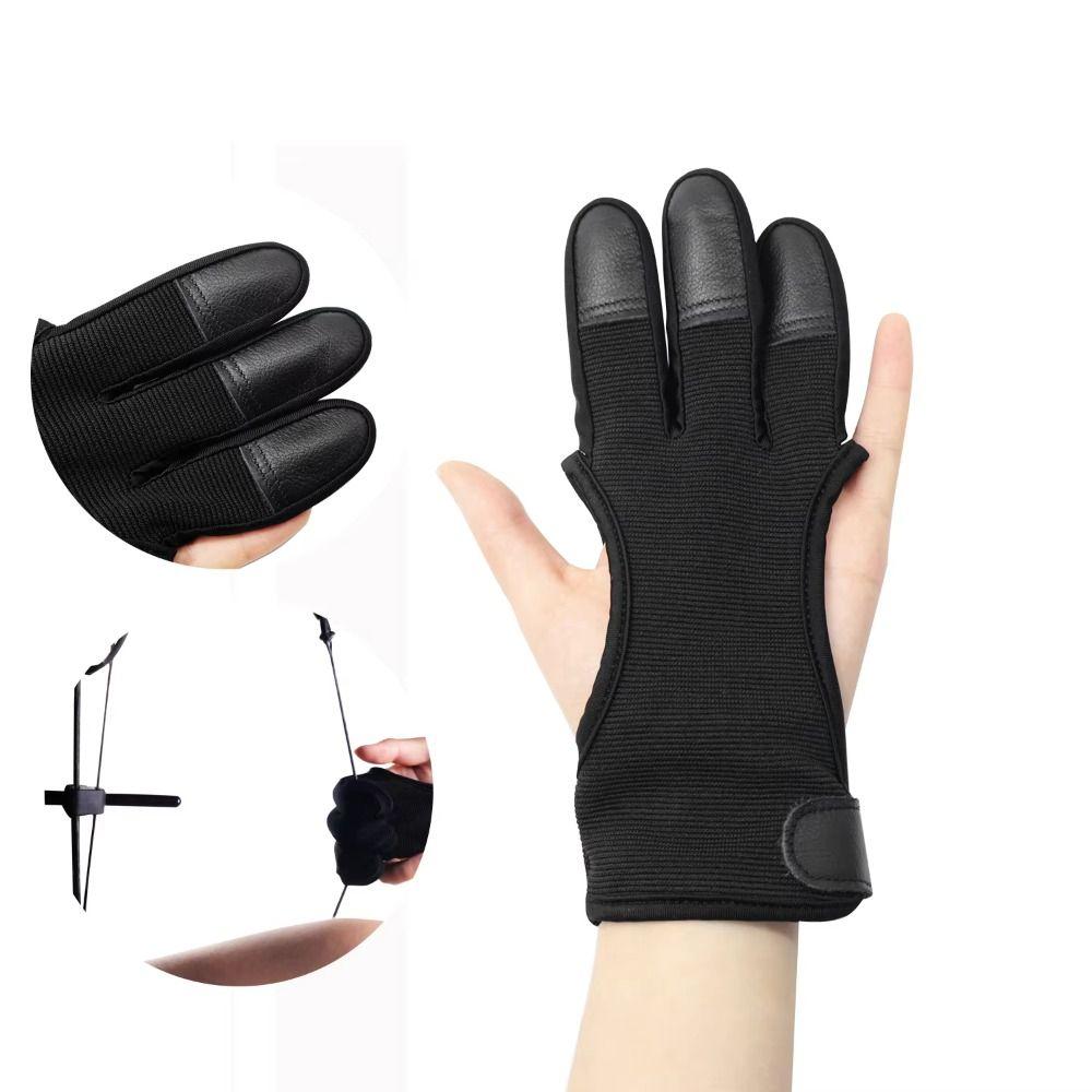 Non-Slip Recurve Bow Gloves Leather Fingertip Shooting Hand Guard  Teenagers Use