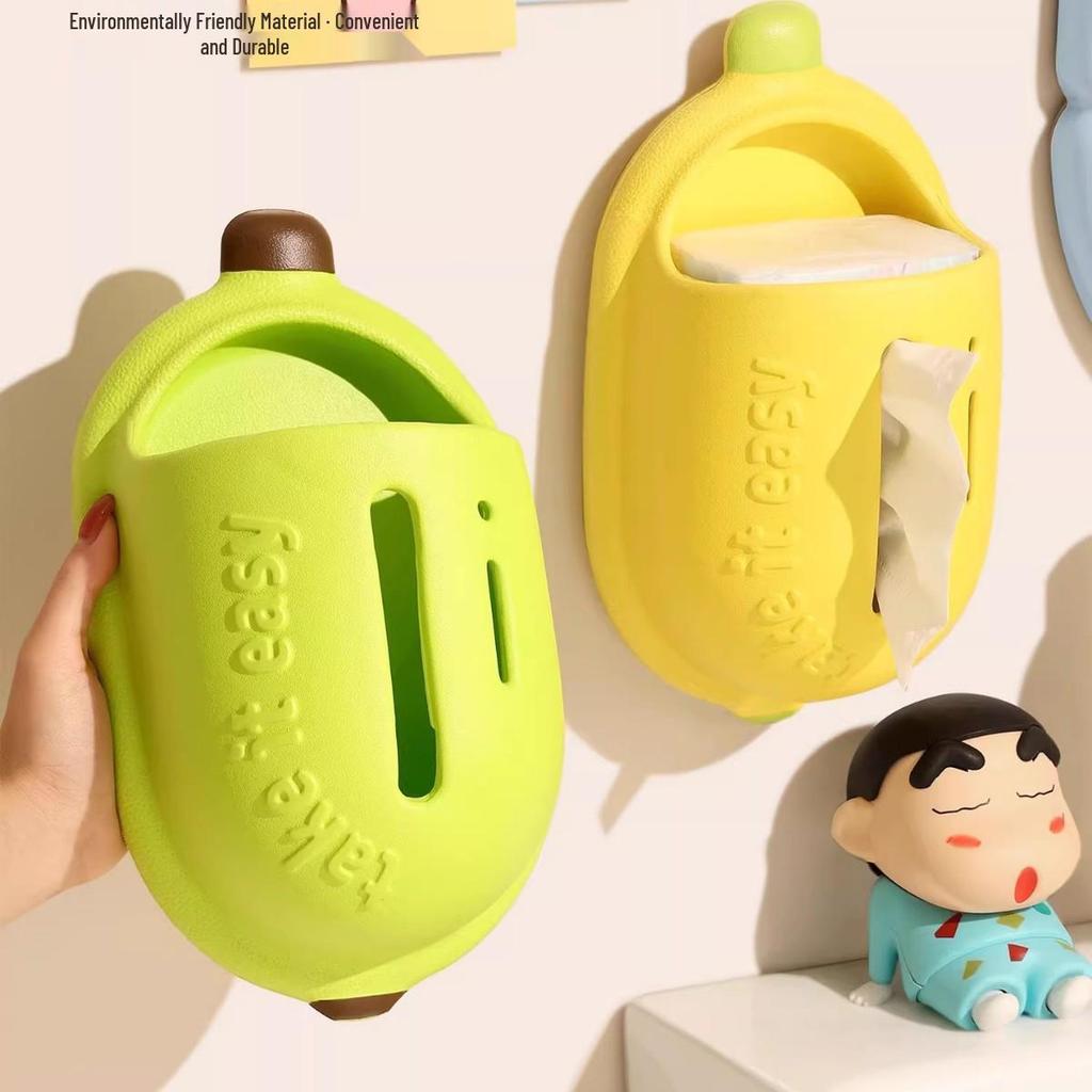 Waterproof Banana Suction Cup Tissue Box - Wall-Mounted, Punch-Free, for Home or Bathroom.