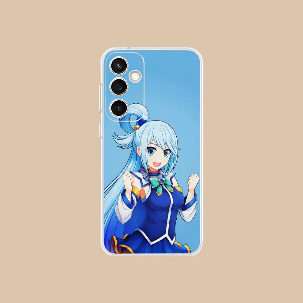 Konosuba Aqua Mobile Phone Case for Samsung Galaxy S25 S24 S23 S22 S21Plus FE Ultra Clear Colour Protective Smartphone Pretty
