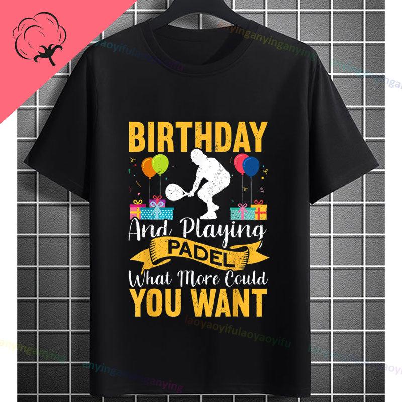 Unisex Funny Padel Tennis Graphic TShirt Black with White Padel Racket Ball Design Pure Cotton Casual Short Sleeve Tshirt