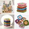 10 Pcs Handmade Crochet Colorful 3D Floral Petal Appliques Premium Cotton For Diy Bags Clothes Crafts