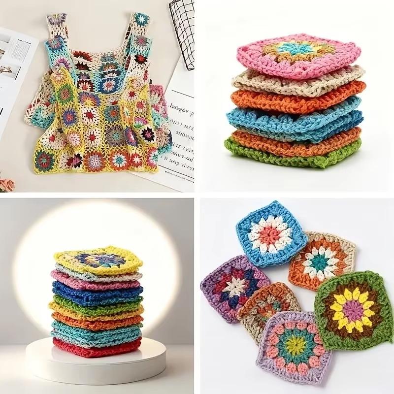 10 Pcs Handmade Crochet Colorful 3D Floral Petal Appliques Premium Cotton For Diy Bags Clothes Crafts