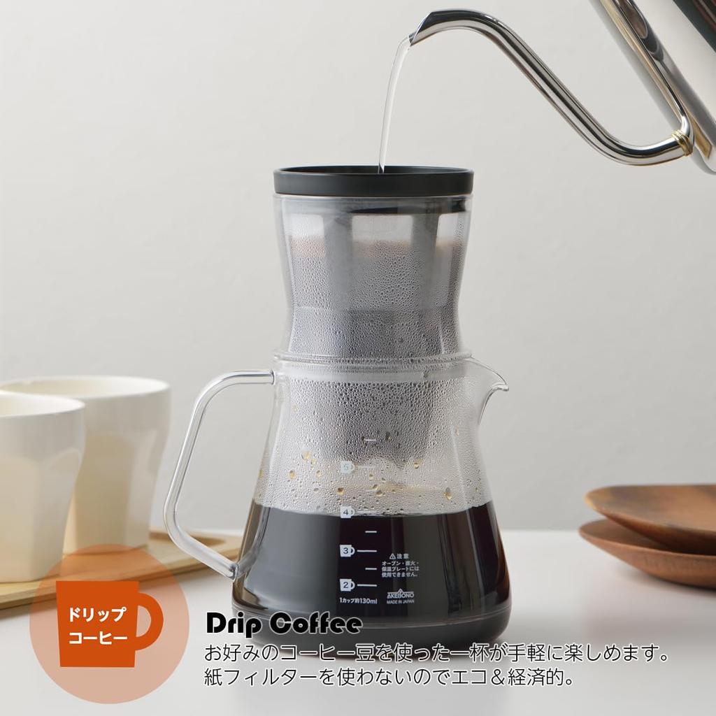 Akebono Sangyo Coffee Server Strong 750 2WAY Dripper Set for Black Drip Brew Coffee Coffee/Cold TW-3760