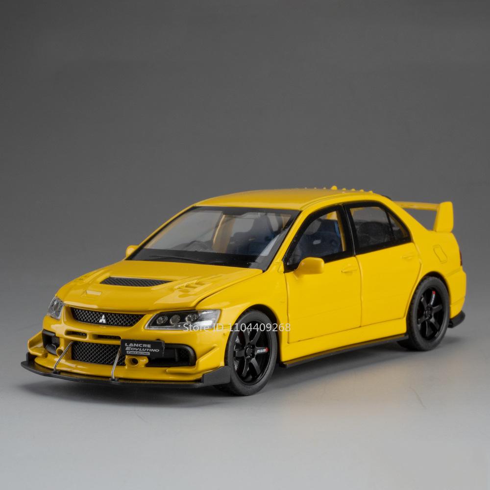Scale 1:32 Mitsubishi Lancer Evolution IX Sports Car Toy Model Doors Opened Pull Back Shock Absorption Vehicles Hobby Ornaments