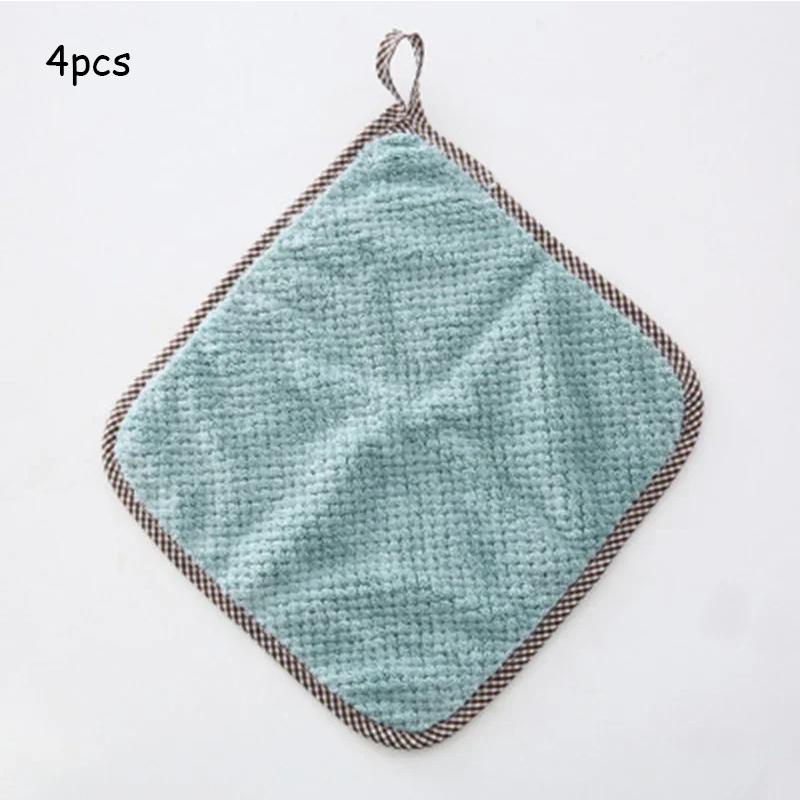 Four Colours Hanging Coral Fleece Hand Towel Special For Microfiber Water Absorption Cleaning Towels Nonstick Oil Fast Drying