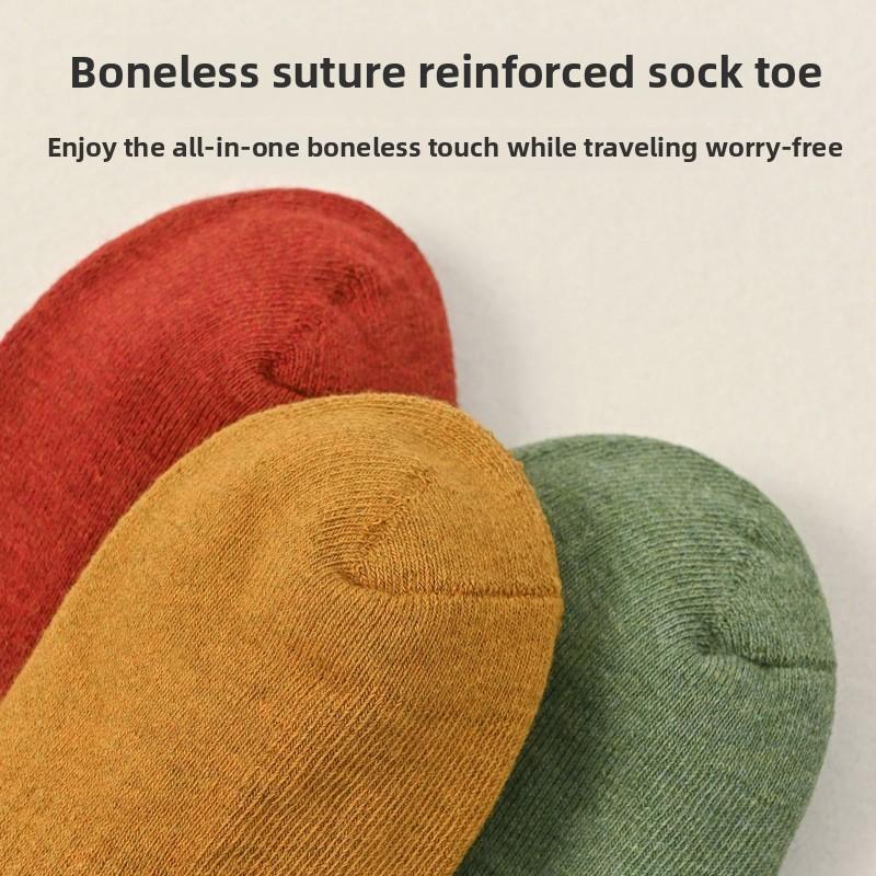 5 Pairs of Female Autumn and Winter Cotton Thick Wool Ring Warm and Cold Resistant Pure Color Sports Sweat Absorption Tube Socks