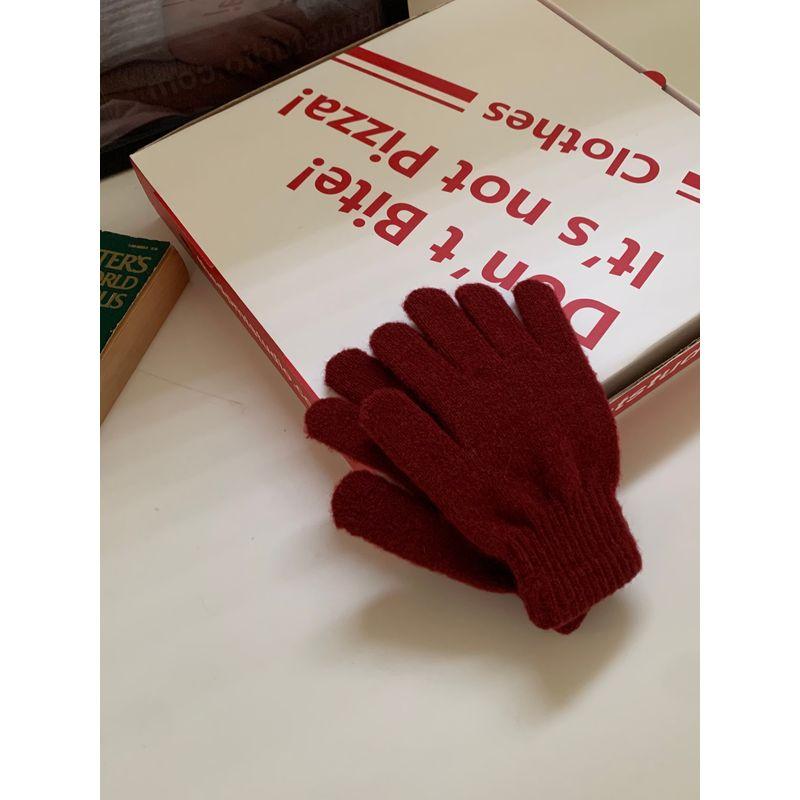 

Cheese Shop ~ Korean Style Retro Red Knitting Gloves Female Fall and Winter Warm Wool Finger Windproof Cycling Gloves