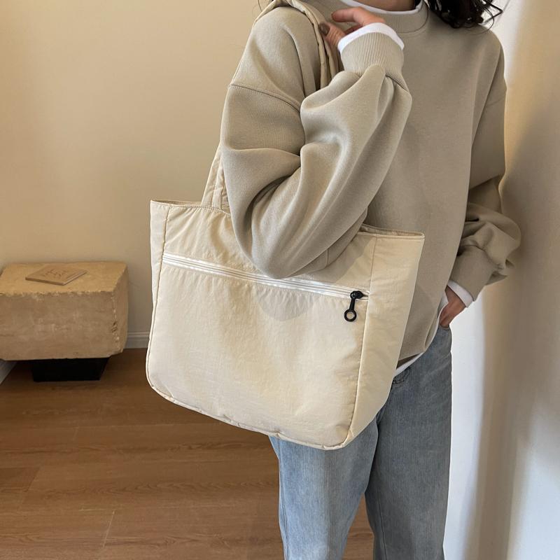 Einfarbige Handtasche, große Kapazität, Damen-Einkaufstasche, Pendler-Umhängetasche