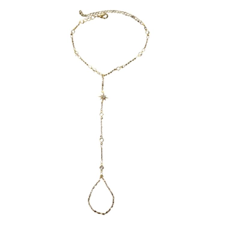 Stylish Star Shaped Finger Bracelet for Women Portable Chain Hand Jewelry With Crystals Accent Versatile Styling