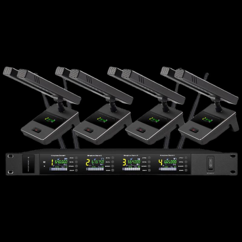 Huachang Vision Wireless U-Band One-to-Four Dual-Tube Video Conference Microphone System (CN version)