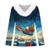 Women's Christmas Printed Long Sleeved Party Plush Neck V-neck Top