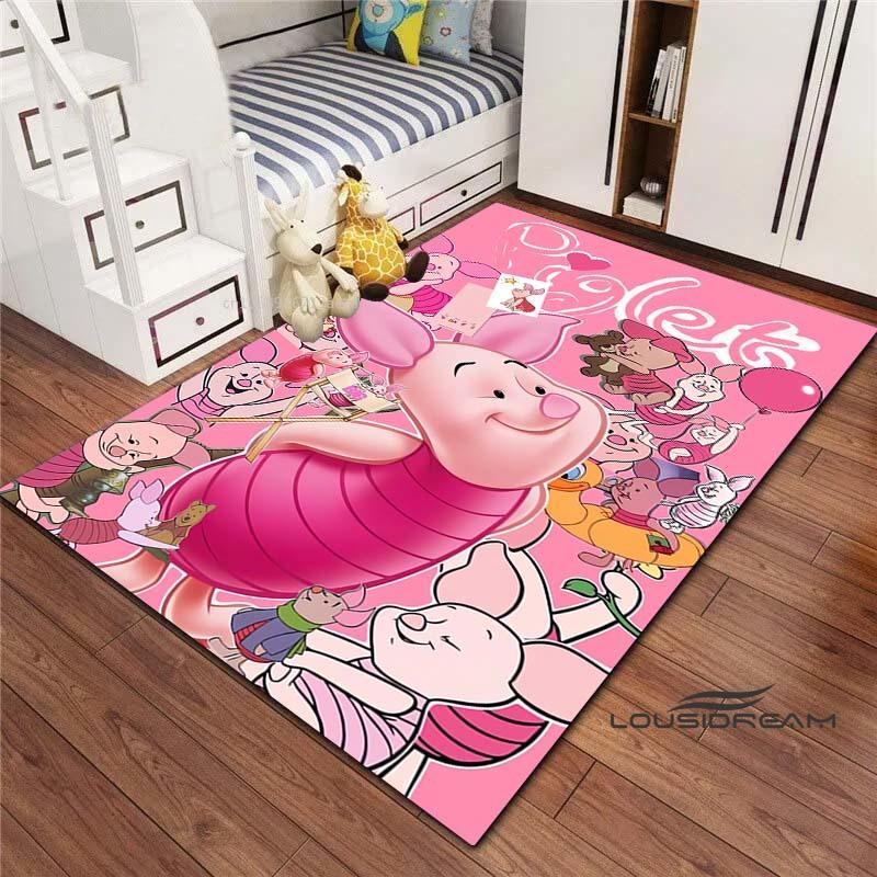 3D printed cartoon (piglet) pattern rugs, suitable for living room, bedroom, children's room, sofas, doormats, non-slip floor
