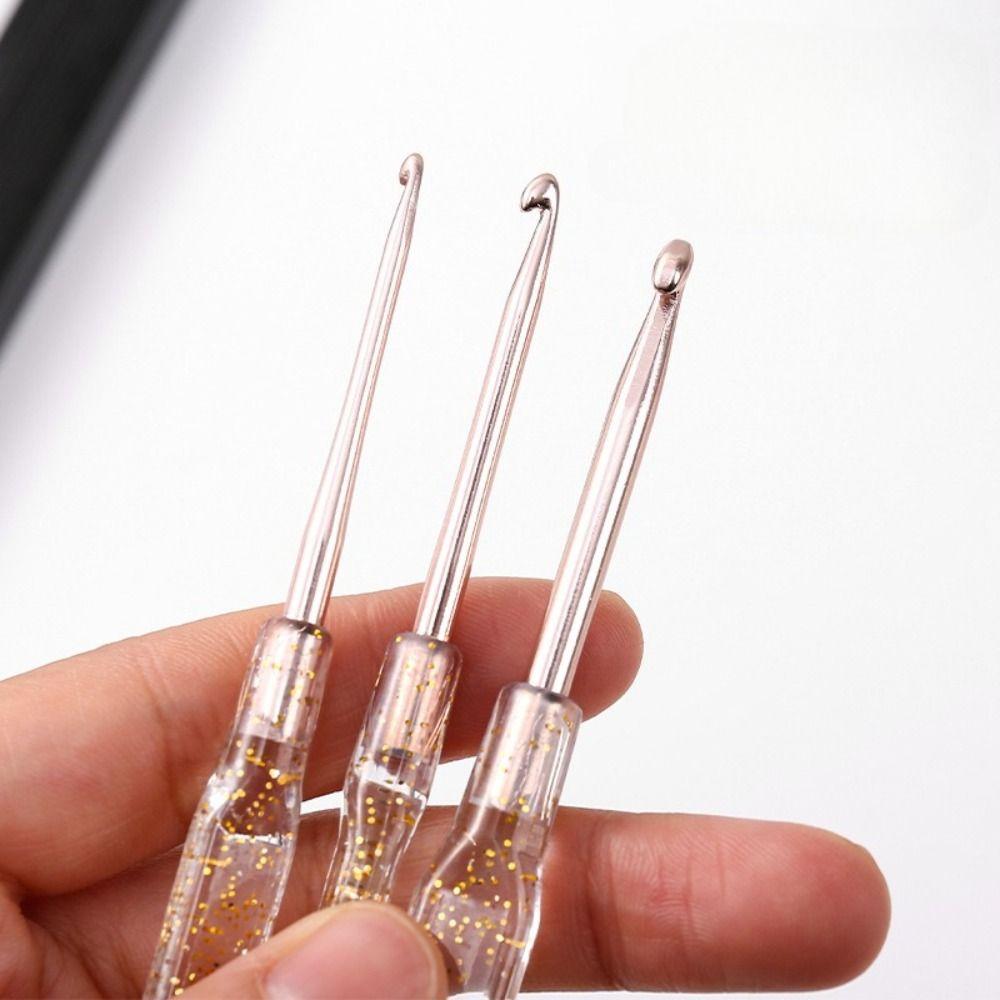7PCS Aluminum Crochet Hooks Set Colorful Clear Handles 2.0-5.0mm DIY Knitting Tools Single-headed Hand-made Knitting Crochet